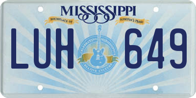MS license plate LUH649