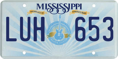 MS license plate LUH653