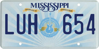 MS license plate LUH654