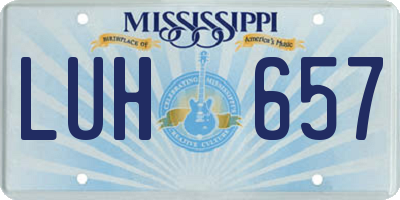 MS license plate LUH657