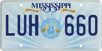 MS license plate LUH660