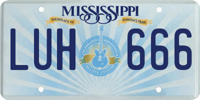 MS license plate LUH666