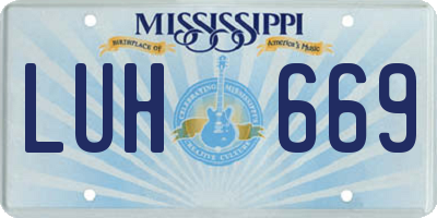 MS license plate LUH669