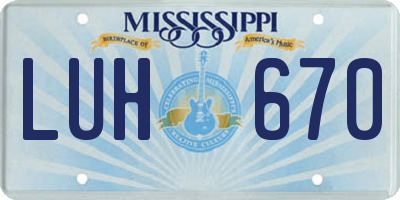 MS license plate LUH670