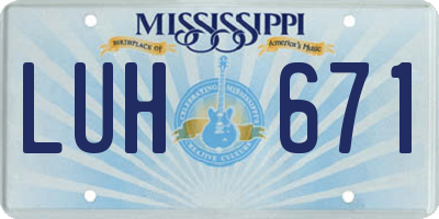 MS license plate LUH671