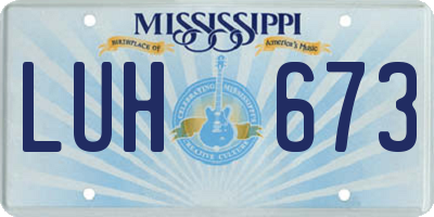 MS license plate LUH673