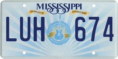 MS license plate LUH674