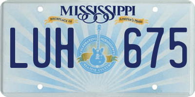 MS license plate LUH675