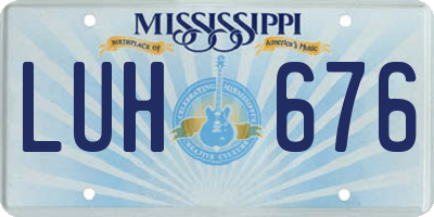 MS license plate LUH676