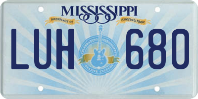 MS license plate LUH680