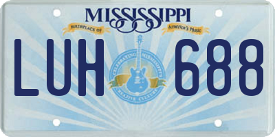 MS license plate LUH688