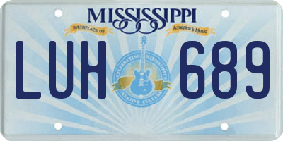 MS license plate LUH689