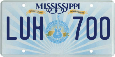 MS license plate LUH700