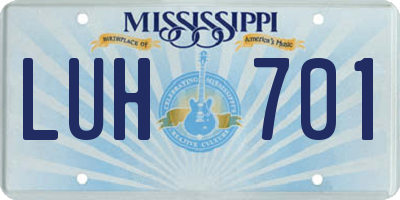 MS license plate LUH701