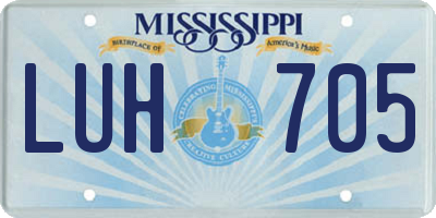 MS license plate LUH705