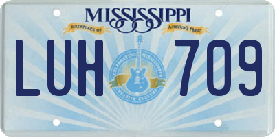 MS license plate LUH709