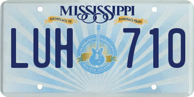 MS license plate LUH710
