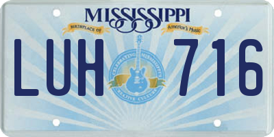 MS license plate LUH716