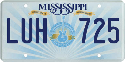 MS license plate LUH725