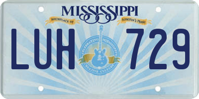 MS license plate LUH729