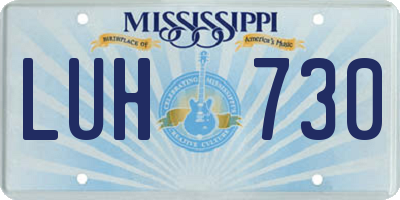 MS license plate LUH730