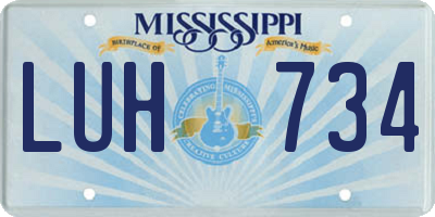 MS license plate LUH734