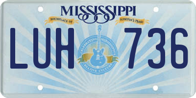 MS license plate LUH736