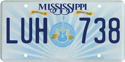 MS license plate LUH738