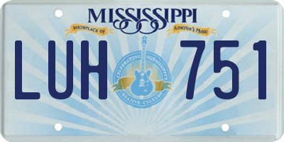 MS license plate LUH751