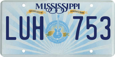 MS license plate LUH753