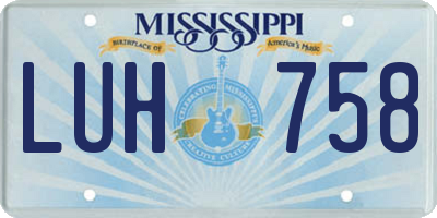 MS license plate LUH758
