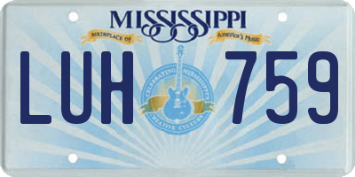MS license plate LUH759