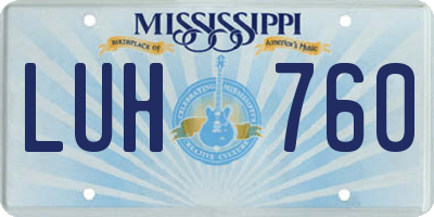 MS license plate LUH760