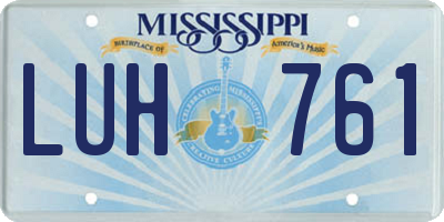 MS license plate LUH761