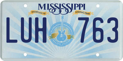 MS license plate LUH763