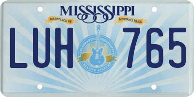 MS license plate LUH765