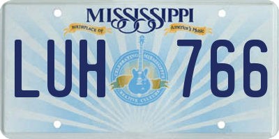 MS license plate LUH766