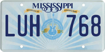 MS license plate LUH768