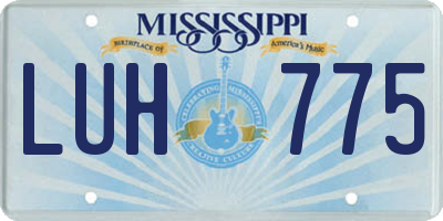 MS license plate LUH775
