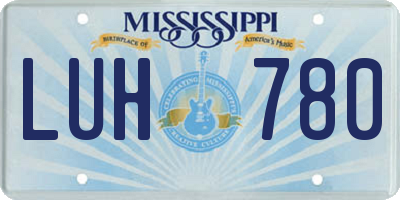 MS license plate LUH780