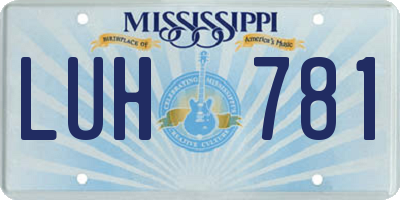 MS license plate LUH781