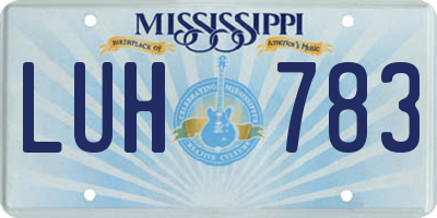 MS license plate LUH783