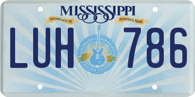 MS license plate LUH786