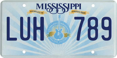 MS license plate LUH789