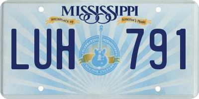 MS license plate LUH791