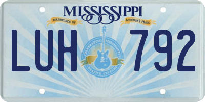 MS license plate LUH792