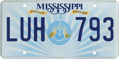 MS license plate LUH793