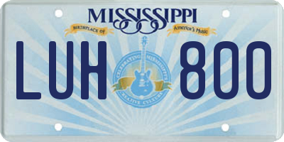 MS license plate LUH800
