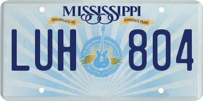 MS license plate LUH804