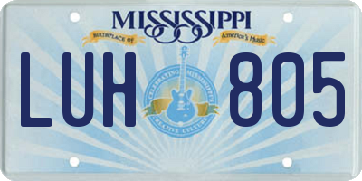 MS license plate LUH805